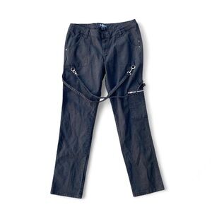 Black Royal Bones Suspender Pants